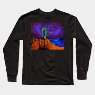 Blacklight Trippy Psychedelic Surreal Landscape Hippie Decor Long Sleeve T-Shirt